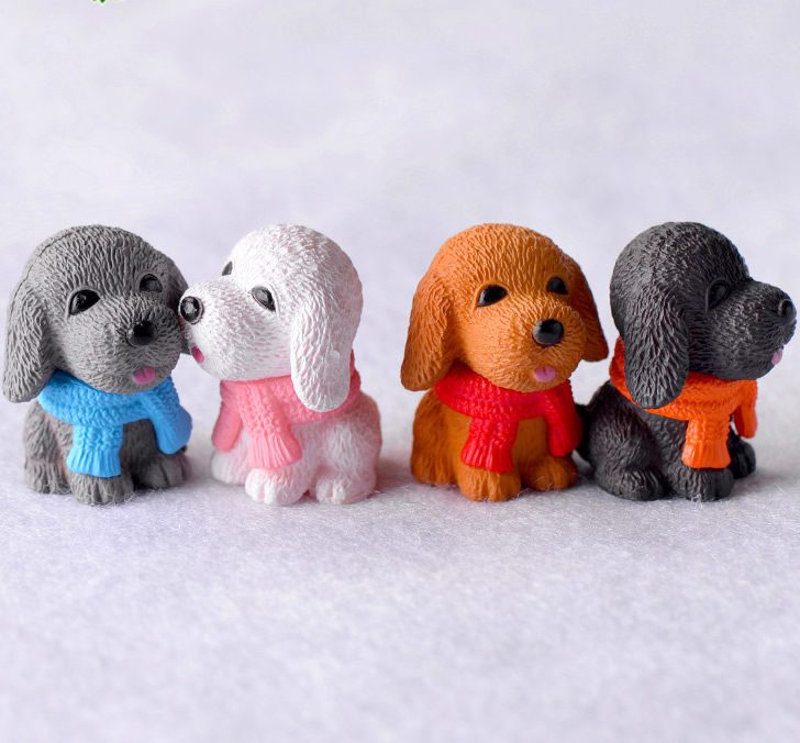 Wholesale Mini Fairy Garden Accessories Supplies Resin Animals Scarf Pet Dog Figurine Arts And Crafts Diy Landscaping Pot Bonsai Fairy Garden Ornament Pot Decorate Small Artificial Dog Terrarium Fairy Garden Kits Decoration